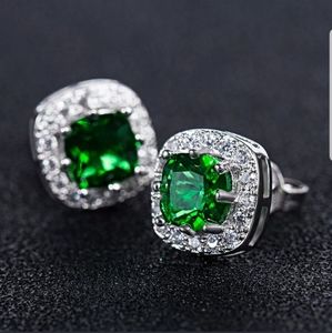 Beautiful 925 Silver Emerald Earrings